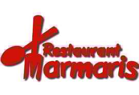 Restaurant Marmaris logo featuring a red spoon and fork forming an X shape with text below