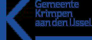 Logo for Gemeente Krimpen aan den IJssel with large blue K and text on black background